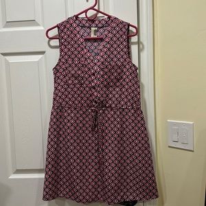 Pink,blue, and white dress with cinch-able waist